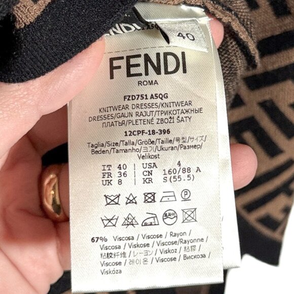 Fendi Brown Zucca FF Pattern Sleeveless Dress - Picture 6 of 7